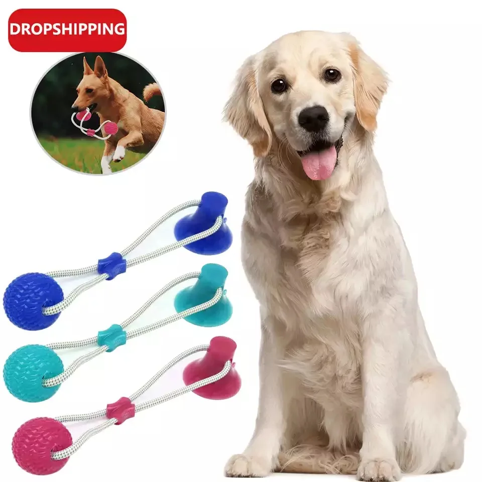 

Dog Interactive Toys Bite Resistant TPR Rubber Chew Sucker Pet Molar Squeaky Ball Toy Puppy Pull Game Toothbrush For Lage Dogs