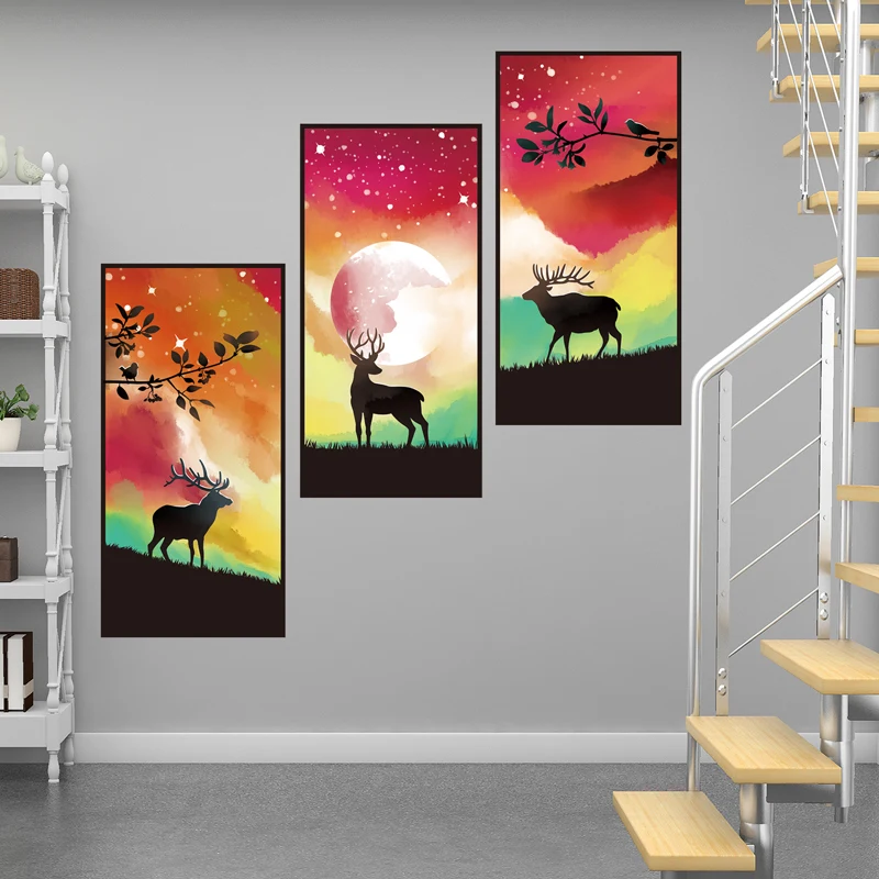 

Nordic Elk Wall Stickers Living Room Sofa Backdrop Wall Decoration Aesthetic Bedroom Decals for Furniture Art Wallpaper