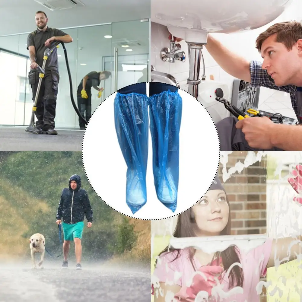 

10 Pairs/pack Disposable Shoe Covers PE Waterproof Dustproof Shoes Covers For Men Women Outdoor Cycling Use