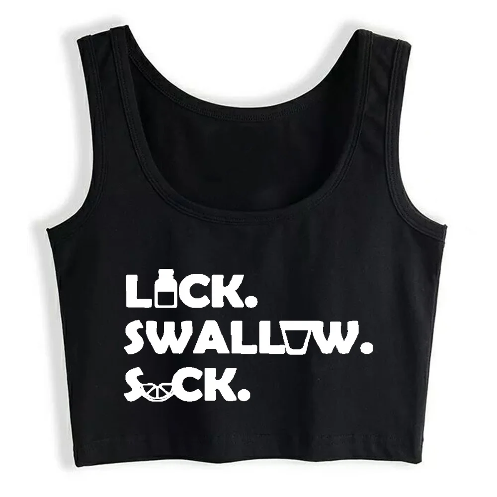 

Crop Top Women Lick Swallow Suck Funny Tequila Harajuku Emo Aesthetic Grunge Tank Top Female Clothes