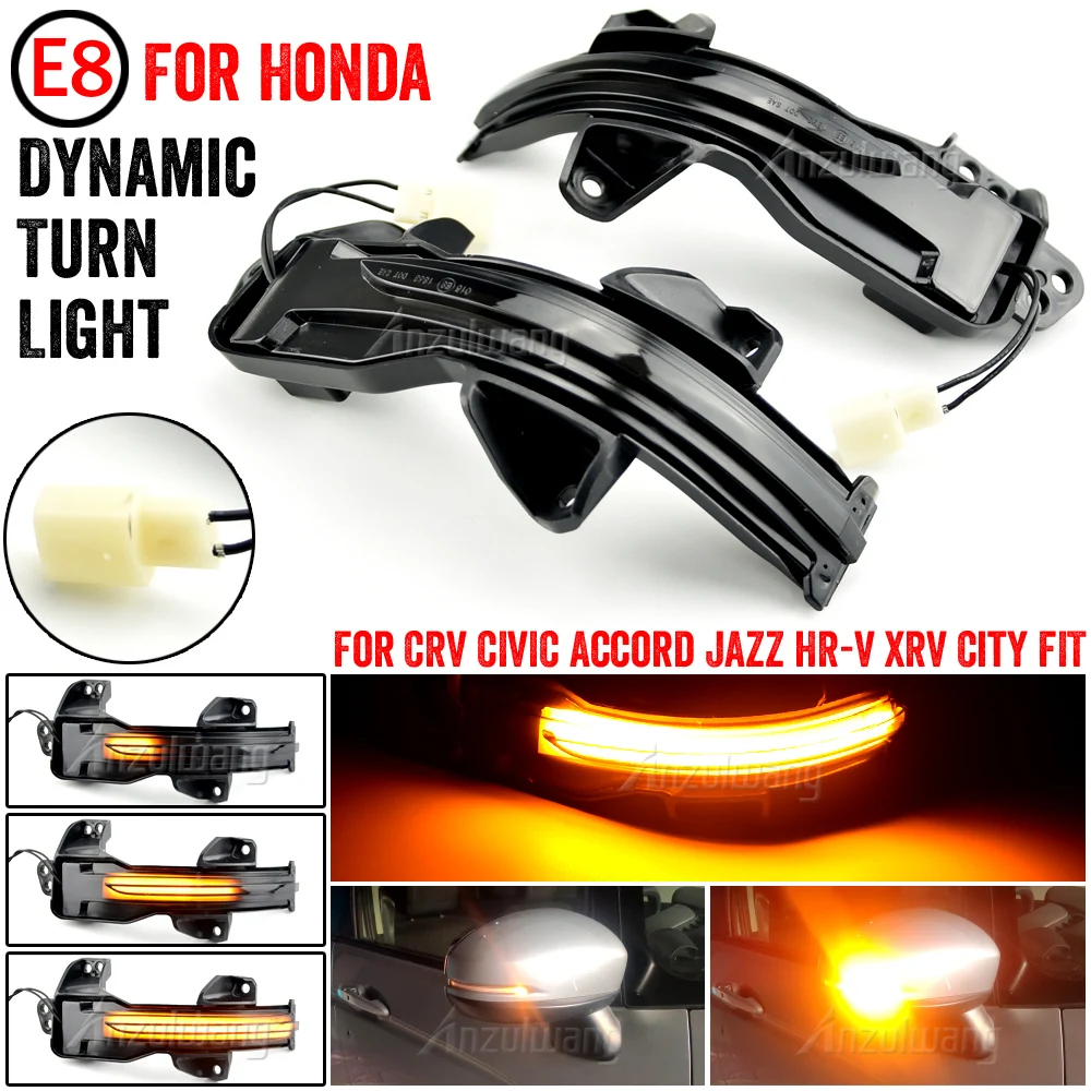 

2PCS Dynamic LED Side Door Wing Turn Signal Light Mirror Indicator Lamp Blinker for Honda CRV 2013-2021 Accord Fit GK5 XRV