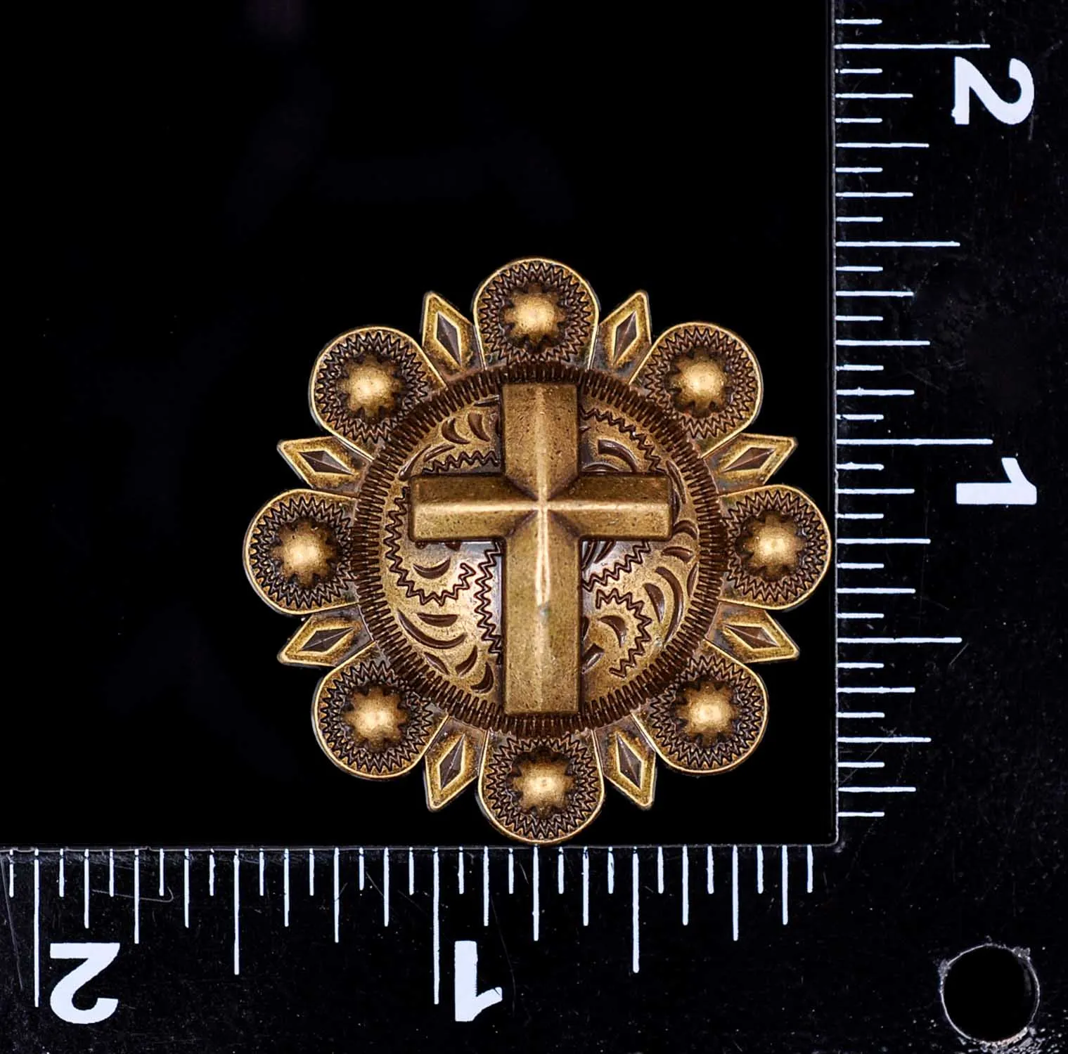 6X Heavy Duty Retro Brass Cross Berry Flower Leathercraft Accessories Western Saddles Headstall Tack CONCHOS Screwback 1-1/2" |