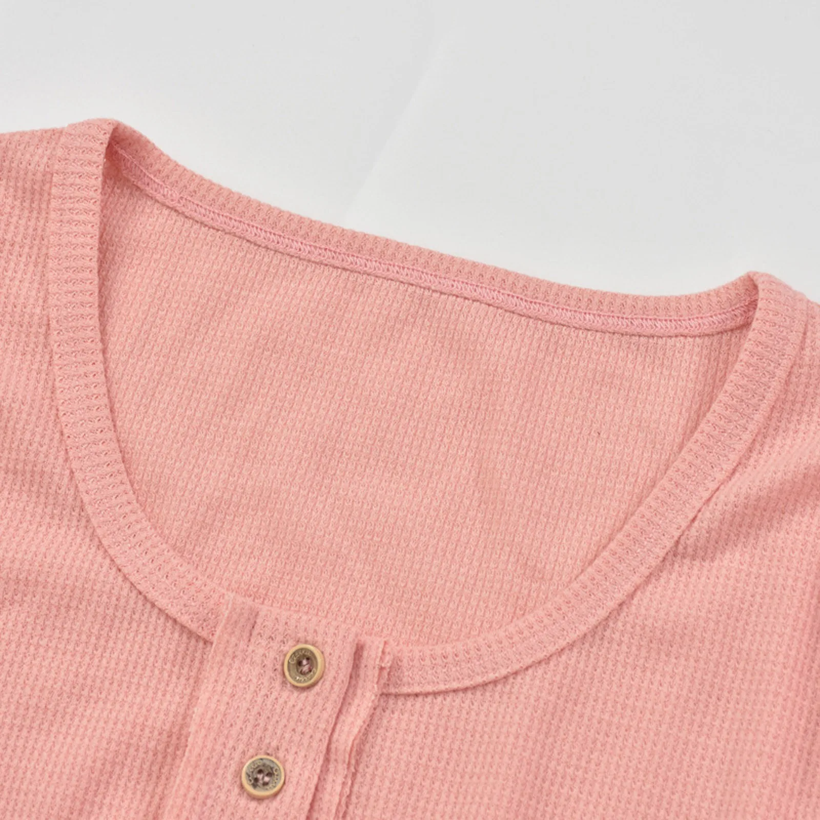 

Fashion Waffle Stretch Basic Blouse Shirt Buttons V-Neck Tops Tee Casual Winter Ladies Female Women Long Sleeve Blusas Pullover