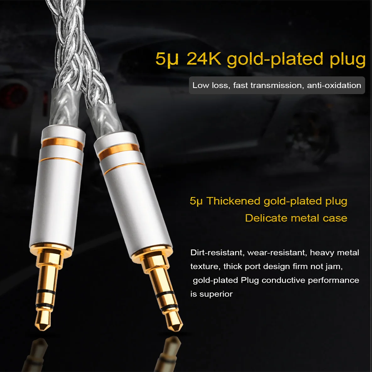 Hi-Fi чистый серебряный кабель 3 5 мм aux Hi-end Штекерный Разъем Автомобильные наушники