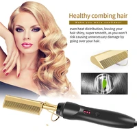 2 in 1 hot comb straightener electric hair straightener hair curler wet dry use hair flat irons hot heating comb for hair