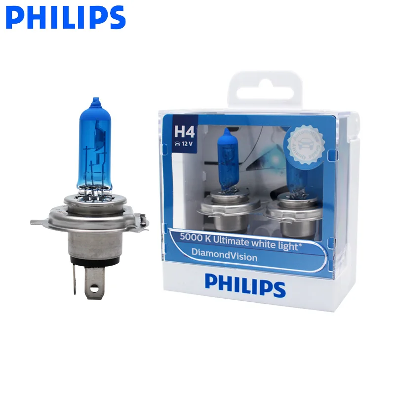 Лампы Philips H4 HB2 9003 12 В Diamond Vision 5000K Ксеноновые галогенные оригинальные