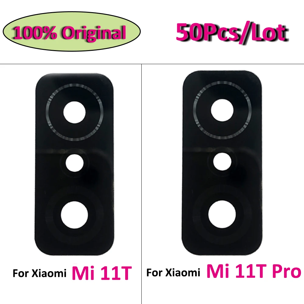 

50Pcs/Lot，100% Original Rear Back Camera Glass Lens Cover For Xiaomi Mi 11T / Mi 11T Pro With Adhesive Sticker