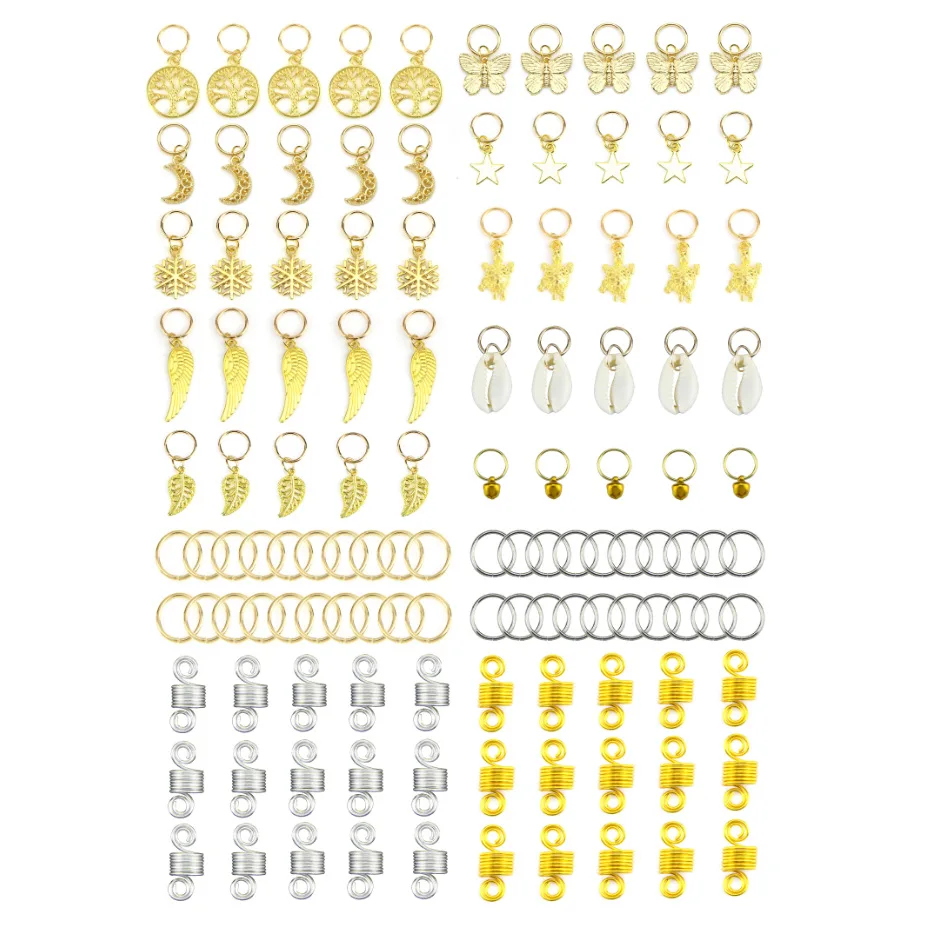 120 шт. золотые косички для волос с листьями черепахой дреды бусины кольца