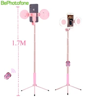 1 7m extendable live tripod selfie stick support led ring light stand 4 in 1 with phone mount for iphone x 8 android smartphone