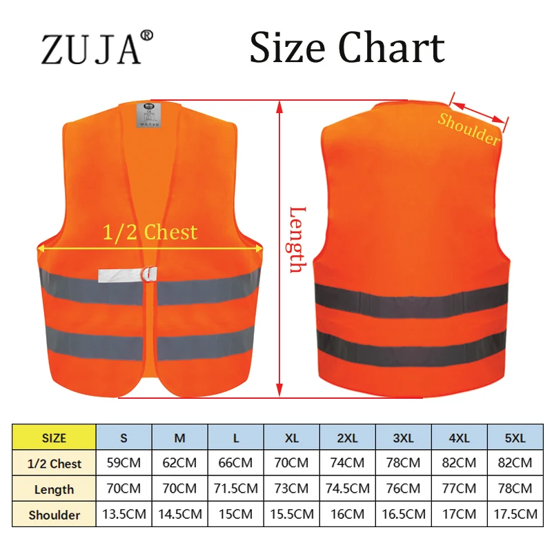 ZUJA Classic Safety High Reflective Clothing Bright Visibility Vest Fluorescence Color Working Clothes Men's Coveralls Workwear |