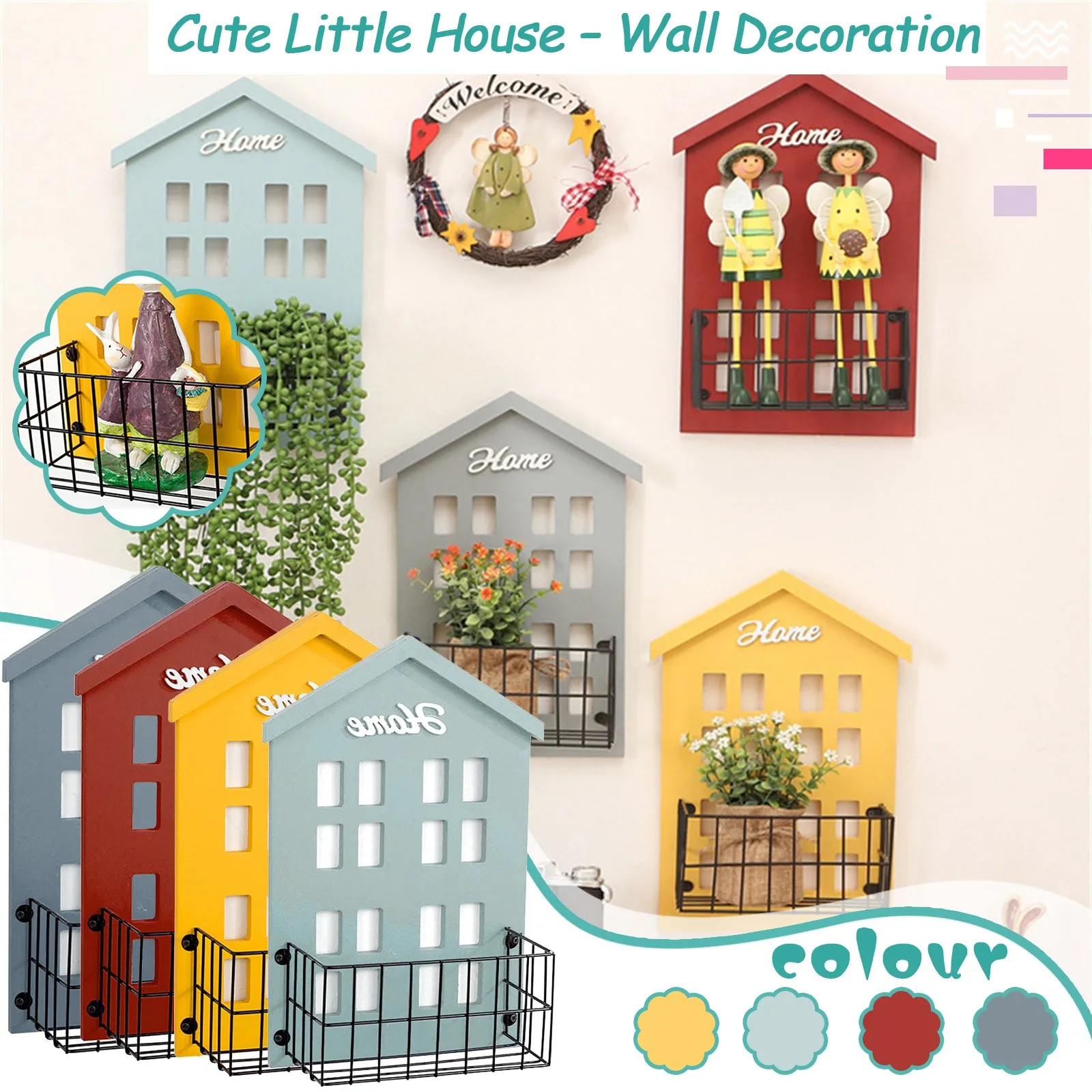 Настенная подвесная полка для хранения вещей кованого деревянный дом украшения