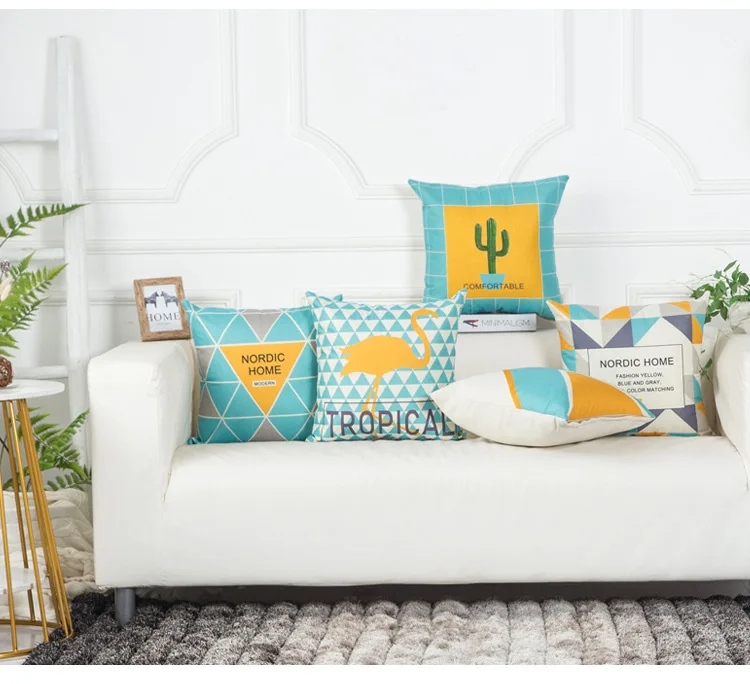 New Cojines Bule Yellow Throw Pillow Case Sofa Car Waist Cushion Cover Home Decor Kussenhoes Housse de Coussin Pillowcases