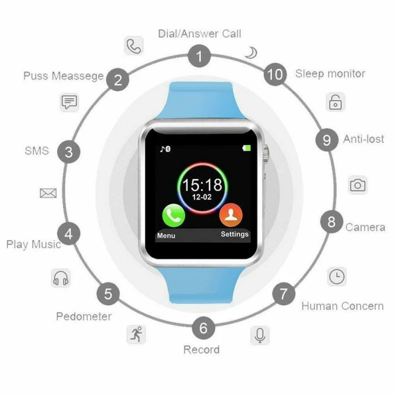 Модный спортивный смарт браслет с поддержкой SIM карты функцией громкой связи