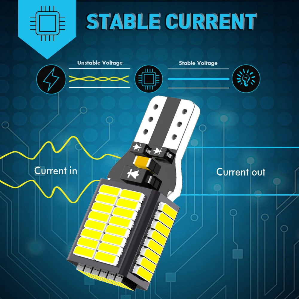Лампа заднего светильник T15 W16W LED 4014 лм 921 54SMD 6000 2 шт. | Автомобили и мотоциклы