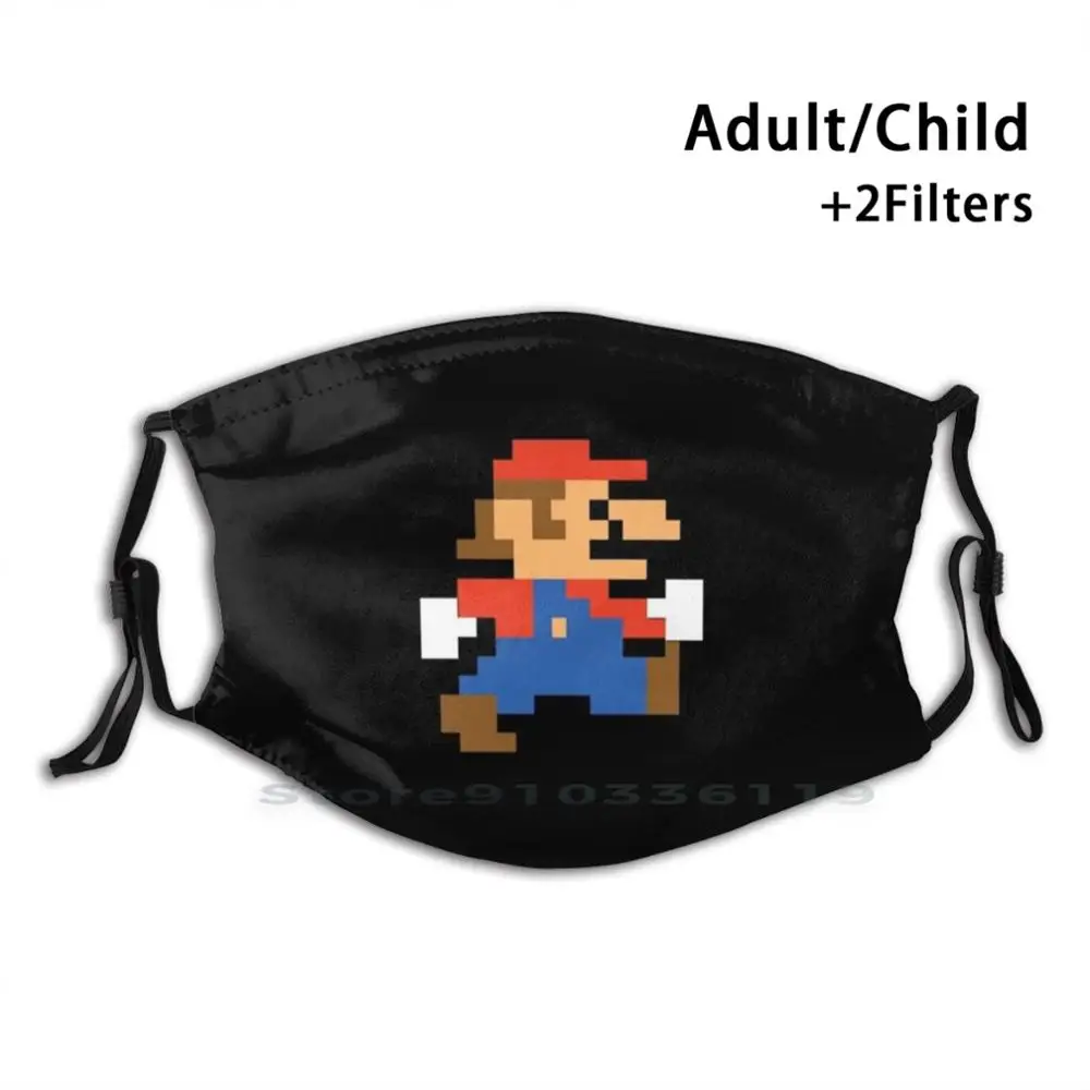 

Я братья с Плюмером. Маска для лица Pixel Art #3 многоразовая с фильтрами для детей от сантехники Kong Brothers N64 Nin Ten Pixel Art