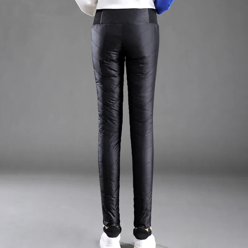 Winter Warm Thicked Down Pants Women High Waisted Slim Skinny Pencil Pants Trousers Streetwear Women Bottoms Pants Female Pants