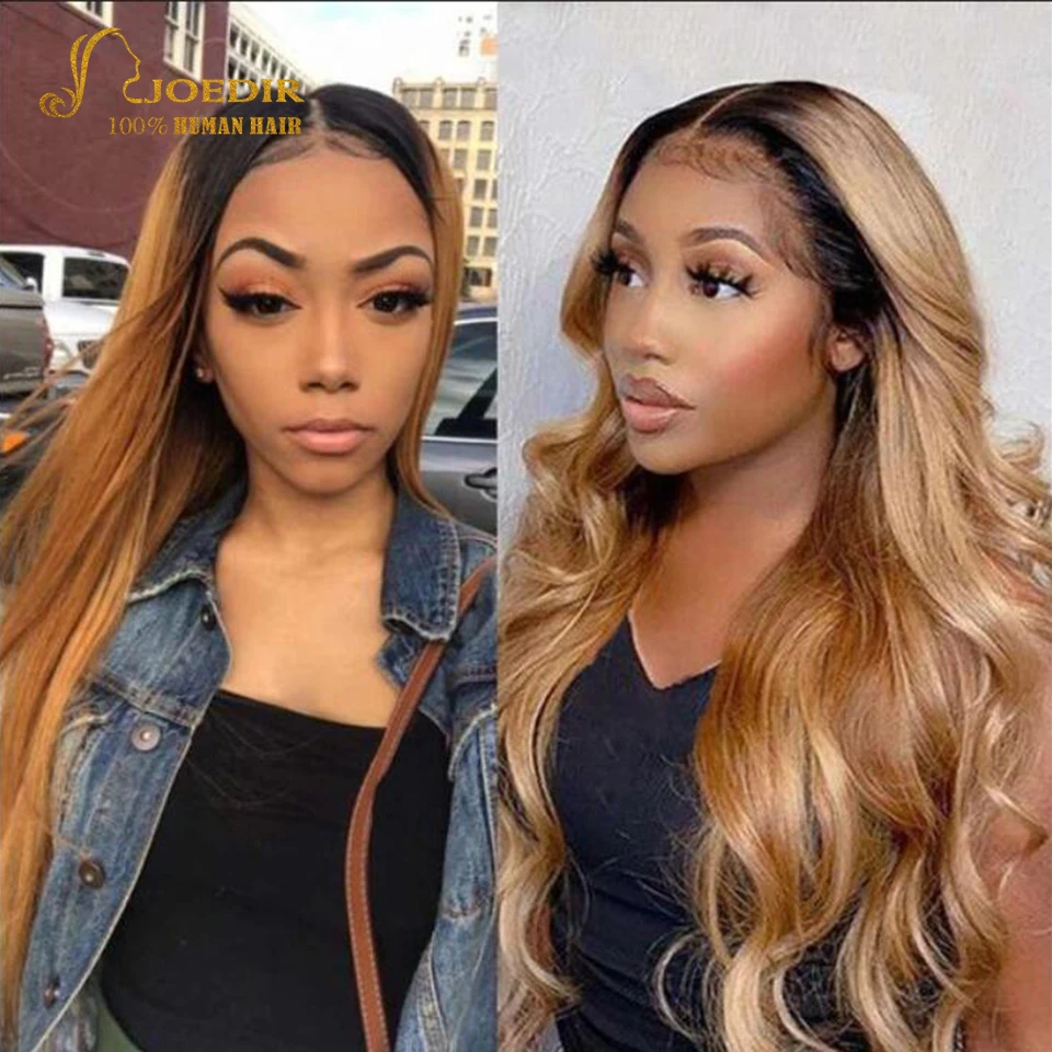 

Joedir Ombre Hair Brazilian Hair Straight 1B/30 Human Hair Weave Bundles Deal Three Tone Remy Hair 3/4 Pcs Weft Extensions Inch