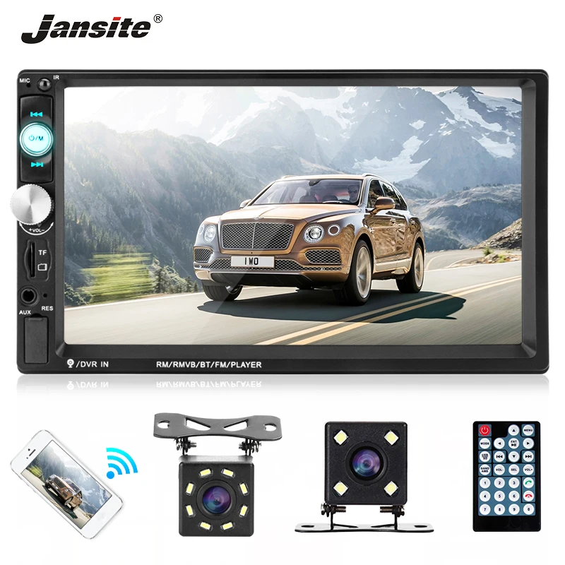 Jansite 7 &quot2 DIN автомобильное радио DVD MP5 плеер сенсорный экран USB Зеркало-Ссылка для