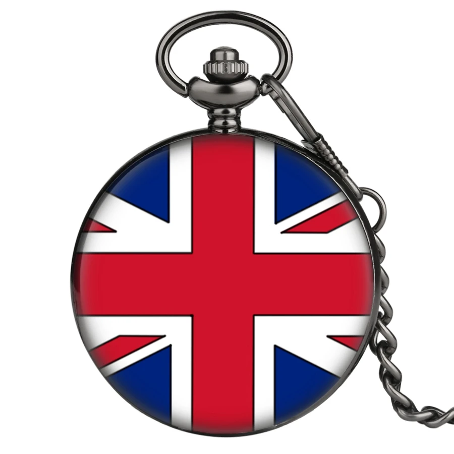 Карманные часы с британским флагом Union Jack модные повседневные кварцевые мужские
