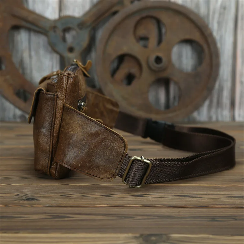 Fashion Quality Genuine Leather Waist Bag Men Waist Pack Crossbody Bag Fanny Pack Belt Bag Men Zipper Chest Bag For Phone Pouch