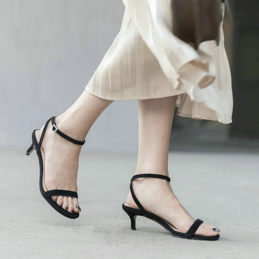 

EshtonShero Women Sandals Shoes Woman Med Heel Pointed Toe Platform Leather Slingback Buckle Ladies Wedding Shoes Size 3-9