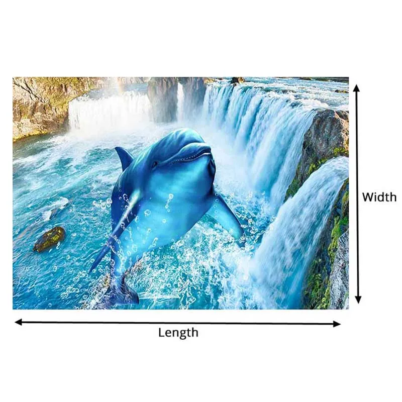 3D обои современные водопады Дельфин плитка для пола фрески наклейки для гостиной спальни ПВХ водонепроницаемые самоклеющиеся обои 3 D