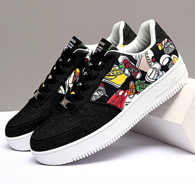 

Unisex Basketball Shoes Retro Graffiti Canvas Sneaker Lightweight Breathable Wearable Gym Trainers Outdoor Casual Sport Footwear