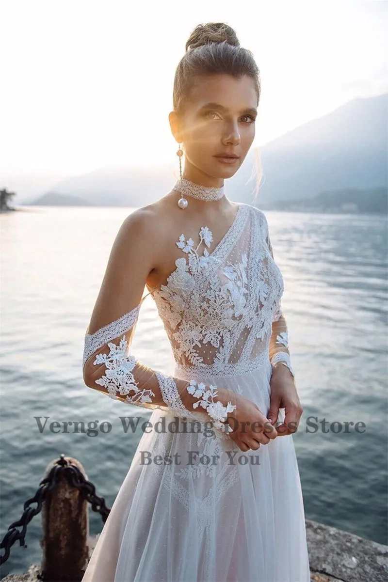 Женское свадебное платье Verngo ТРАПЕЦИЕВИДНОЕ пляжное в стиле бохо для кружевные - Фото №1