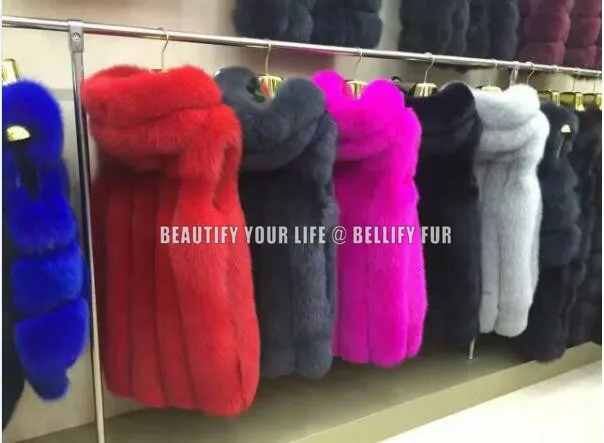 Популярный потрясающий зимний женский жилет из натурального Лисьего меха с