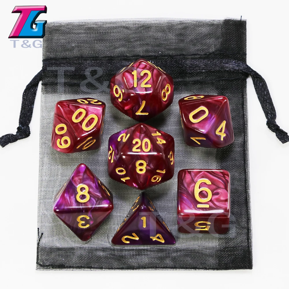 9 цветов микс игральные кости с мешком DND RPG портативные игрушки для взрослых детей пластиковые кубики специальный подарок подземелья драконы