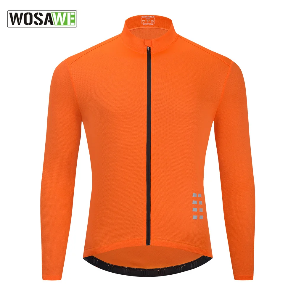 

WOSAWE Men Mesh Breathable Cycling Jersey Long Sleeve MTB Bicycle Cycling Reflective Clothing Mountain Bike Sportswear Tops