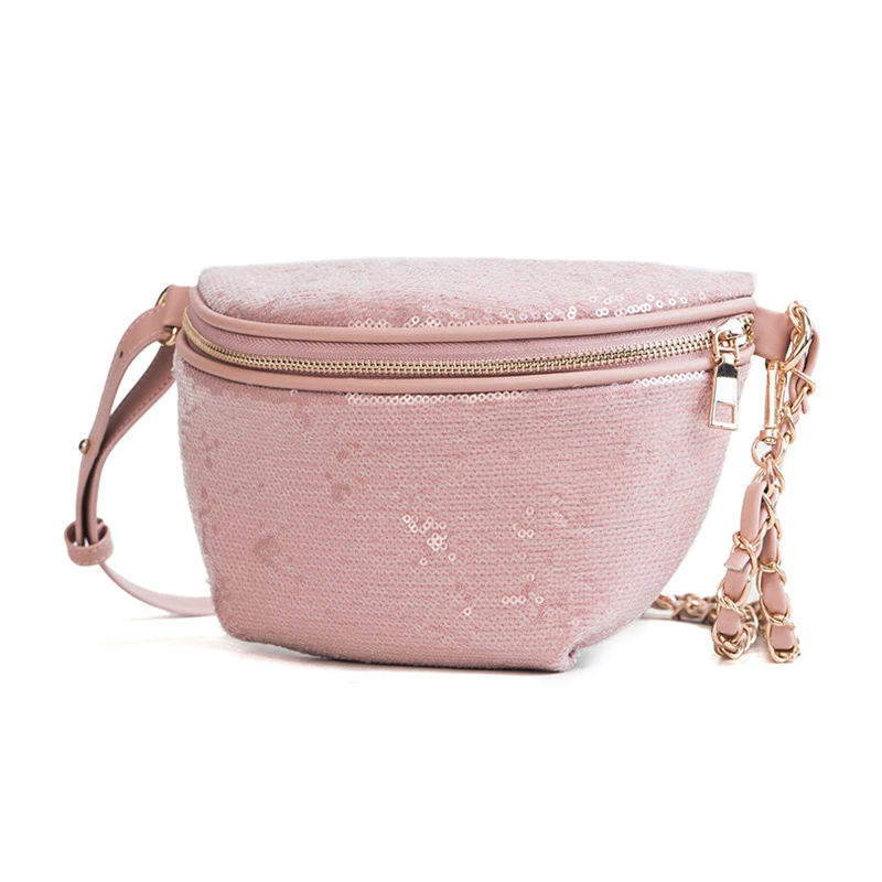 

30PCS / LOT Sequins Vintage Waist Bags Multifunction Shoulder Bag For Women New Hot Sale High Quality Teenage Girls Fanny Packs