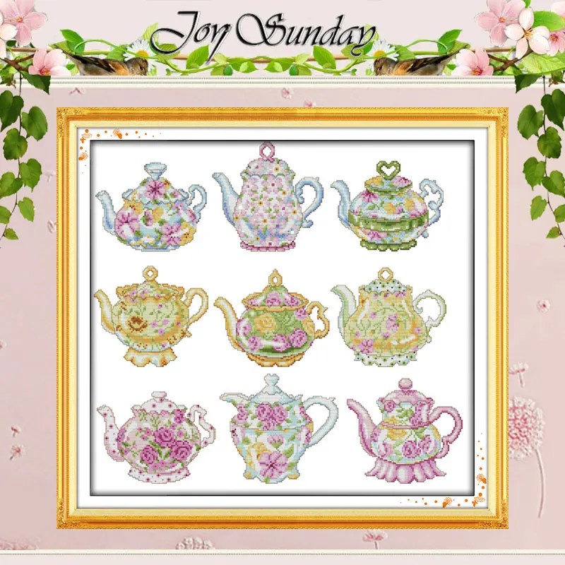The teapot series Patterns Counted Cross Stitch 11CT 14CT Set Wholesale Cross-stitch Kit Embroidery Needlework | Дом и сад