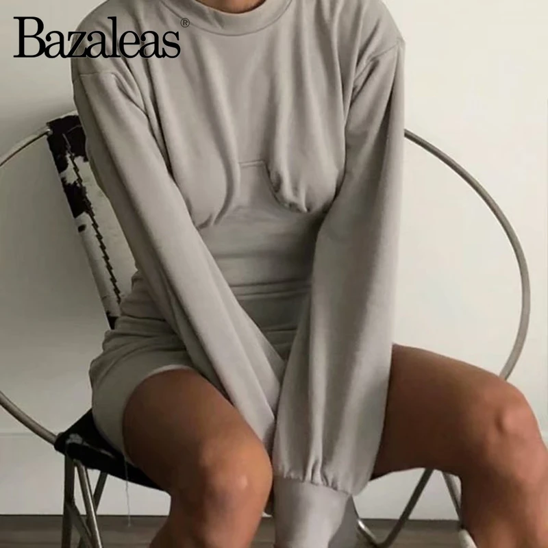 Винтажные женские платья Bazaleas с круглым вырезом серые ретро французская