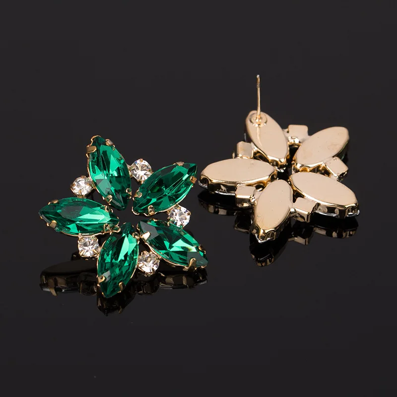Bague Ringen, корейский стиль, модные серьги-гвоздики, изумрудные серьги для женщин, в форме цветка, серебро 925, ювелирное изделие, Подарок на годовщину