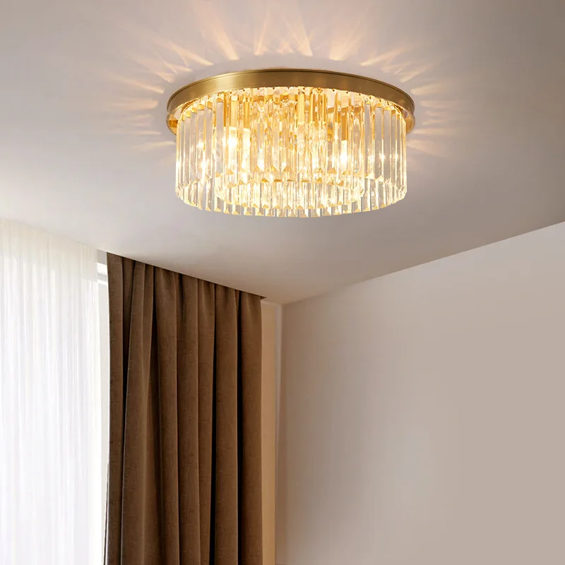 

Постмодерн потолочный светильник, роскошная хрустальная лампа для спальни, медная атмосферная Высококачественная лампа для гостиной, прос...