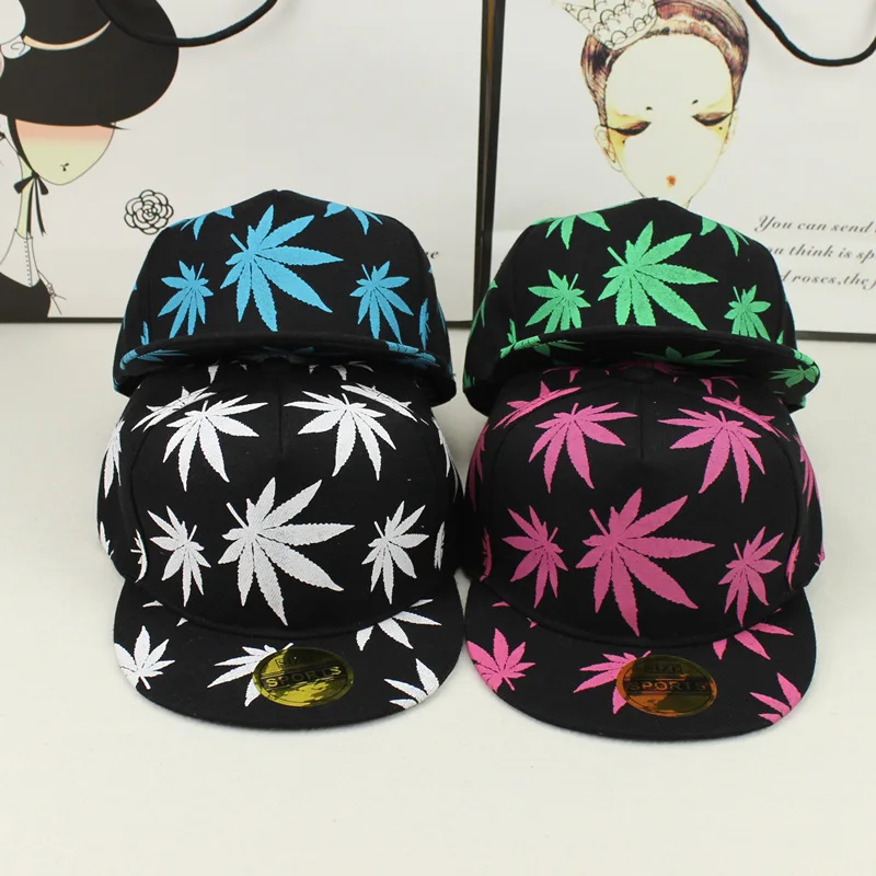 Новая мода вышивка лист белая кепка сорняки Snapback Головные уборы для мужчин и женщин хлопок хип-хоп облегающая Бейсболка подарок на день рождения