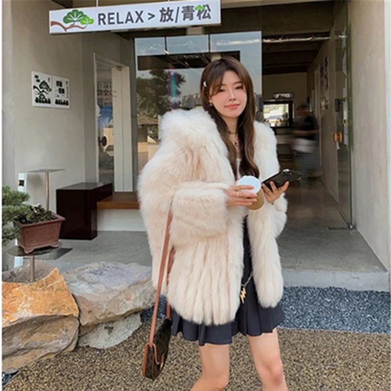 

Mandylandy Women's Fashion Winter Warm Cardigan Coats Long Sleeve Jackets Loose Faux Fur Hooded Outwear Overcoat