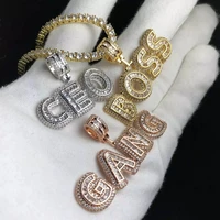 custom name necklace gift personalized baguette letters pendant chain iced out rock candy letters pendant necklace jewelry gift
