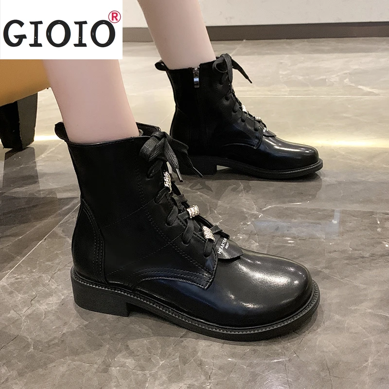 

2021 Ботинки Martin для женщин зимняя кожаная обувь на толстой подошве со шнуровкой короткие женские ботильоны мотоциклетные ботинки Botas Mujer