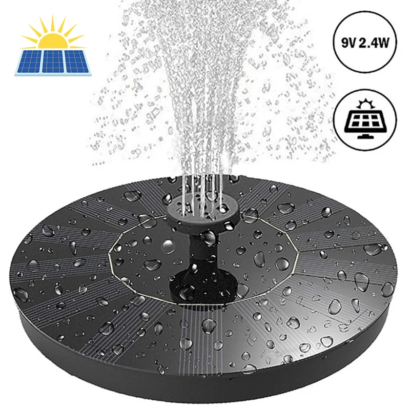 Садовый фонтан на солнечной батарее уличный водопад пруд плавающий водяной