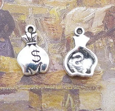 

Charm for making jewelry 20pcs 10x17mm antique silver color Money bag charms