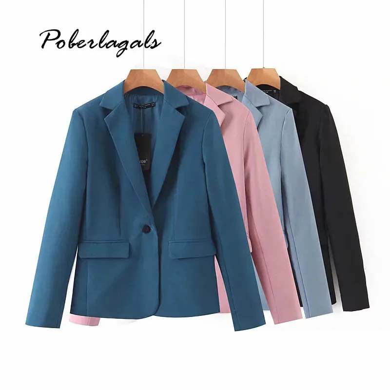 Женский блейзер на одной пуговице повседневная офисная верхняя одежда осень