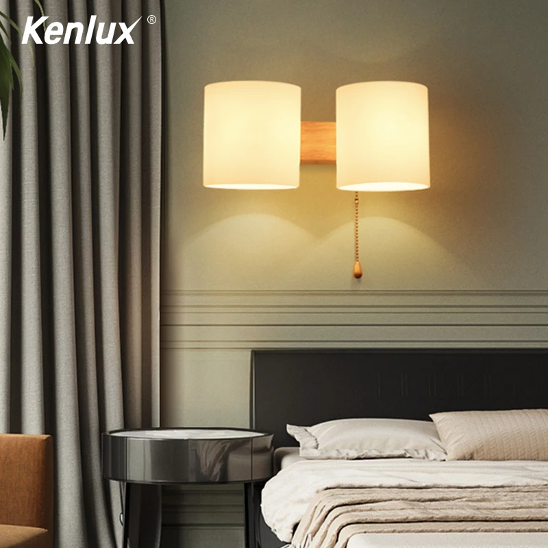 Внутренняя деревянная настенная лампа в скандинавском стиле стеклянный