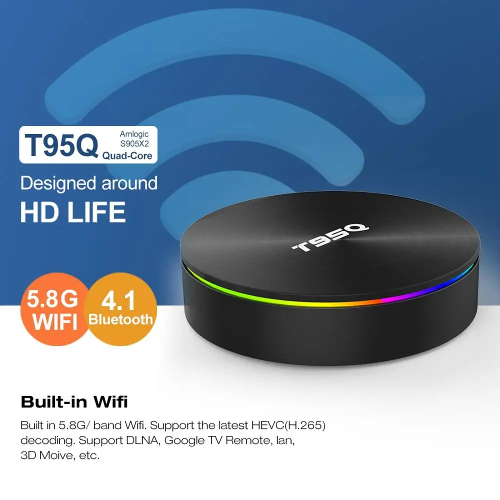 T95Q S905X2 Android tv Box Ethernet 100 м 4 ГБ ОЗУ 64 32 к H.265 2 г/5 г WiFi 3D телеприставка - купить по