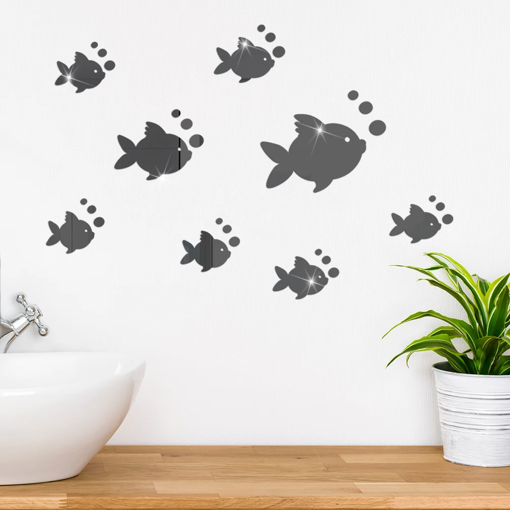 

JM530 fish blowing bubble mirror acrylic wall sticker children's room kindergarten decoration waterproof self-adhesive