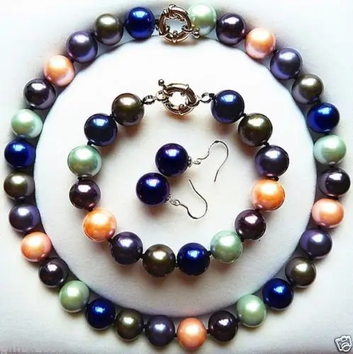 Редкий 14 мм натуральный микс цвета Морская раковина жемчужное ожерелье браслет