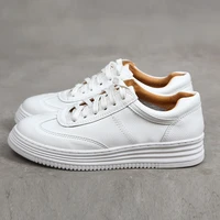 sms women sneakers split leather white shoes lace up chunky walking tenis feminino zapatos de mujer platform women casual shoes