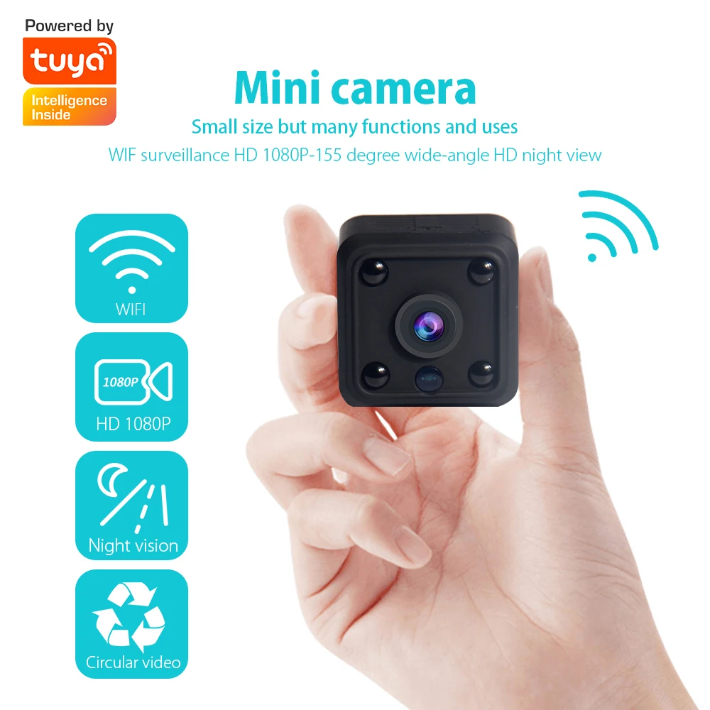 

INQMEGA Mini Camera HD 1080P Portable WiFi IP Mini Camera P2P Wireless Mini Network Video Recorder Supports Remote Viewing