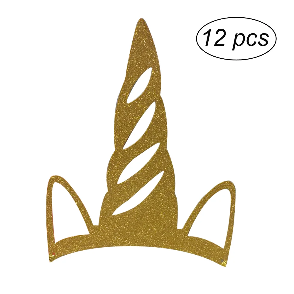 

12Pcs Party Horn Hats Glitter Theme Party Supplies - Gold
